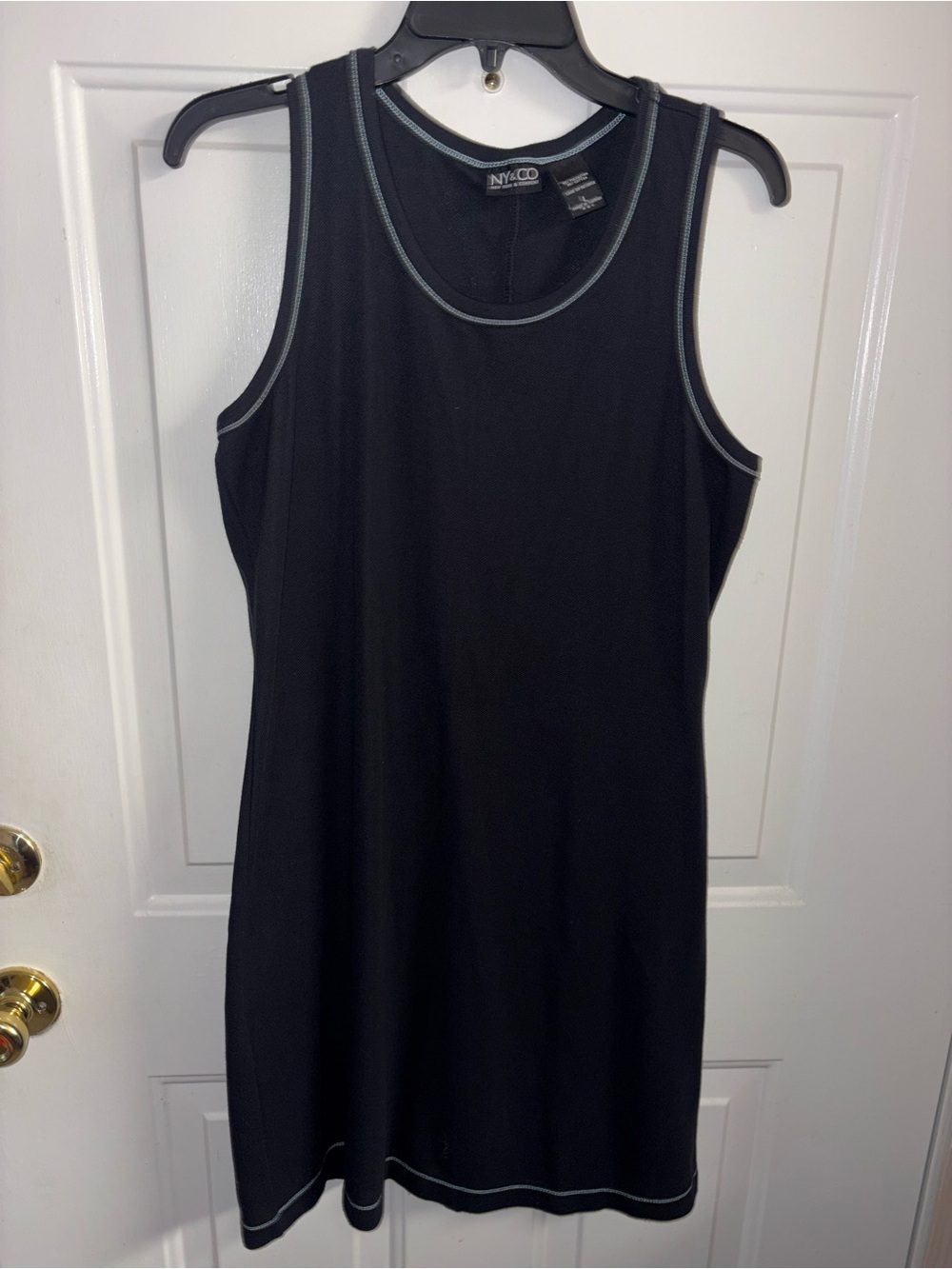 🏁 Y2K Sporty Chic Black Contrast Stitch Tank Dress